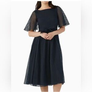 Kate Spade Navy Burnout Flutter-sleeve Dress Size 4